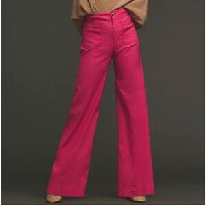Anthropologie The Colette Full-Length Wide-Leg Pants by Maeve Medium Pink